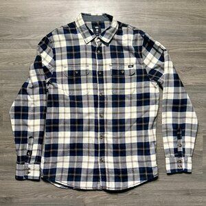 Vans Men's Box Flannel Classic Long Sleeve Shirt - Bleu/Grey Plaid